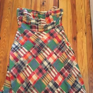 J Crew Madras strapless dress